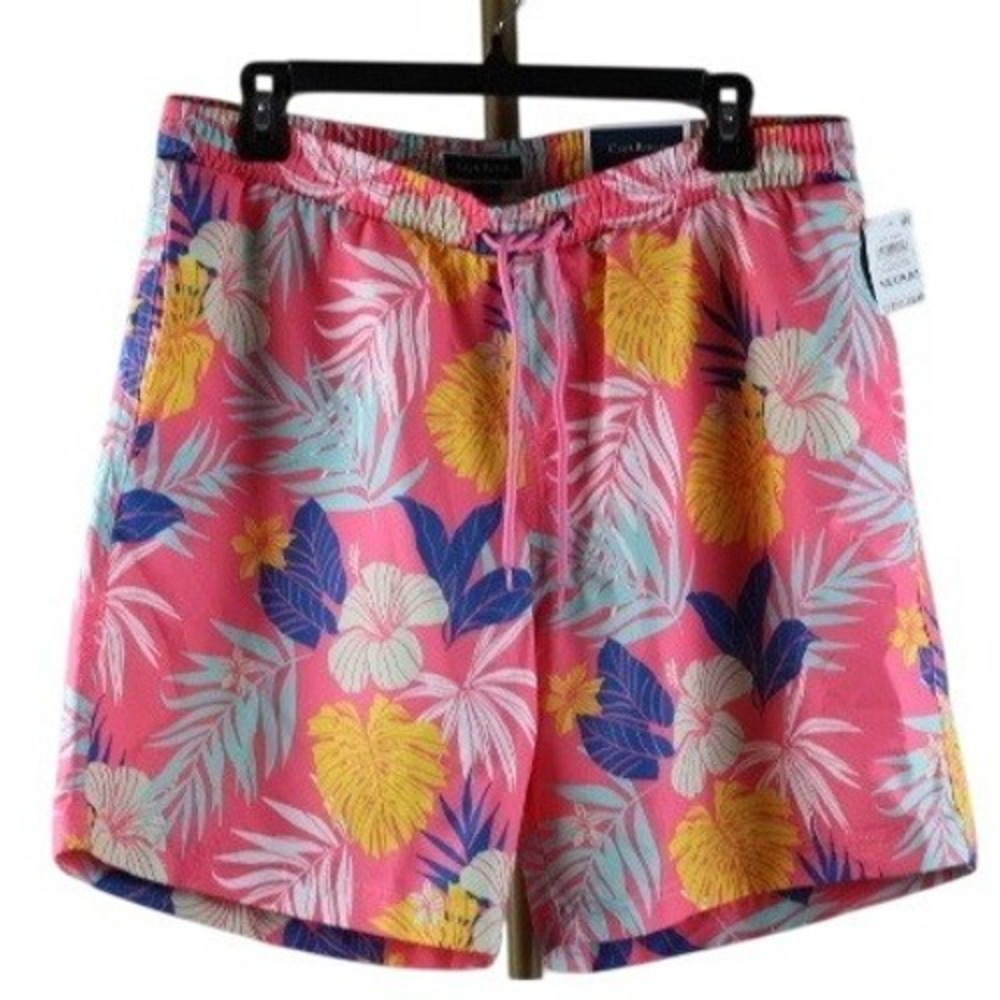 Club Room Mens Swim Trunks Bubblegum Pink Tropical Floral Quick Dry Medium NWT